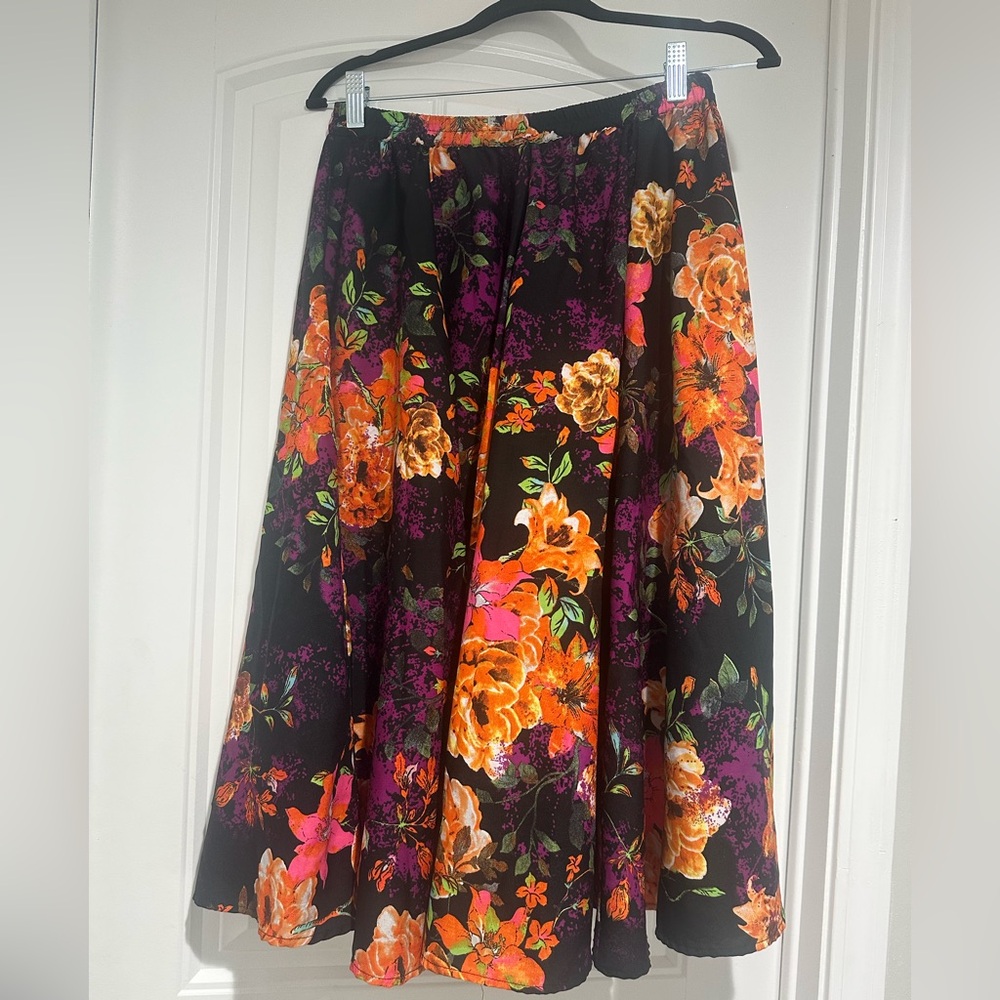 Floral A-Line Skirt with Vibrant Hues